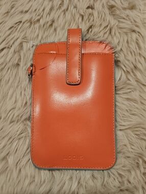 Lodis Salmon & Teal Card Holder Zip Wallet